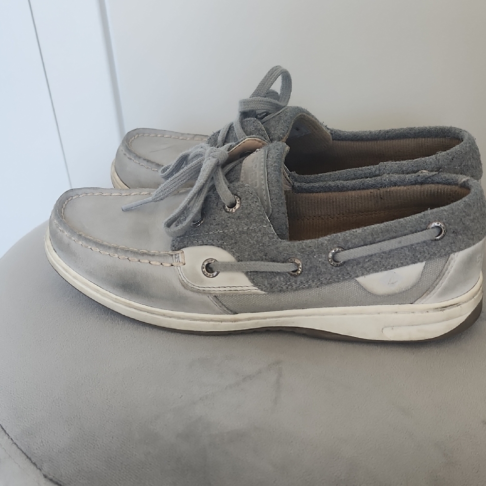 Sperry Gray Loafers with White Sole - Picture 3 of 5